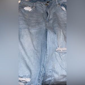 Great fitting light colored distressed denim
